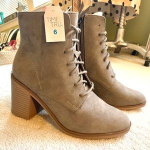 Time and Tru Taupe Lace-up Boots